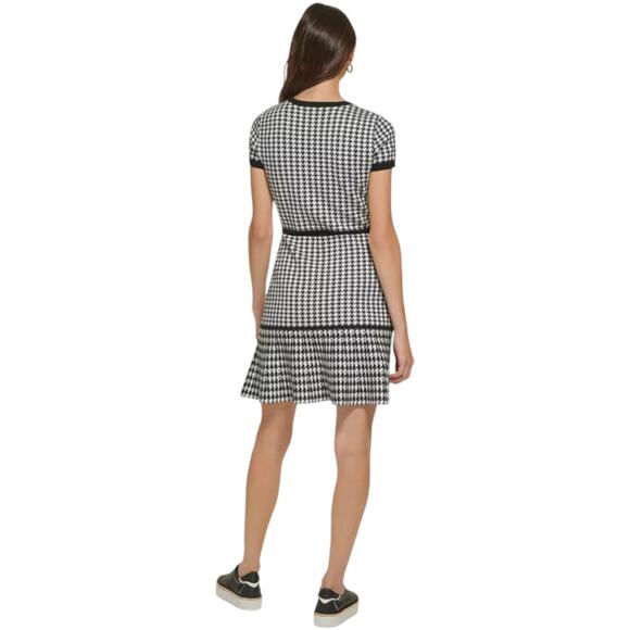 Karl Lagerfeld Houndstooth Knit Sweater Dress Black and White Size M NWOT - Picture 7 of 9